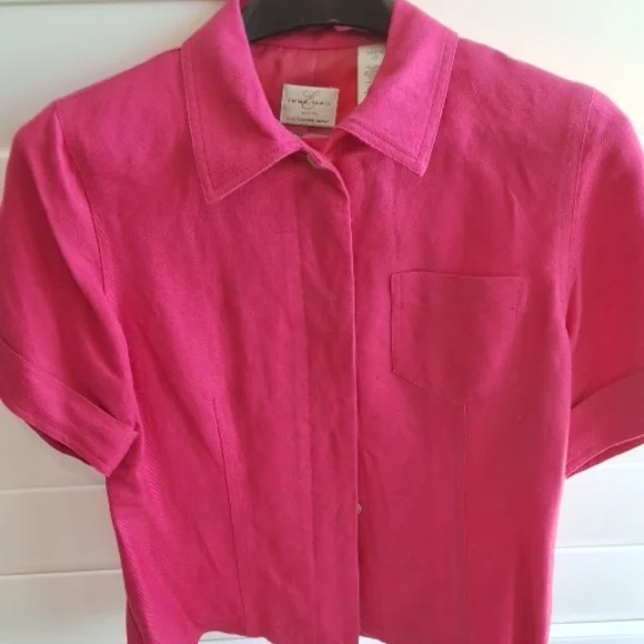 Emma James Hot Pink Blazer Short Sleeve and Linen Pant Suit Set - Picture 11 of 11